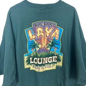 Vintage Big Dogs Lava Lounge Graphic T Shirt 4X Tiki Theme Green Cotton Y2K